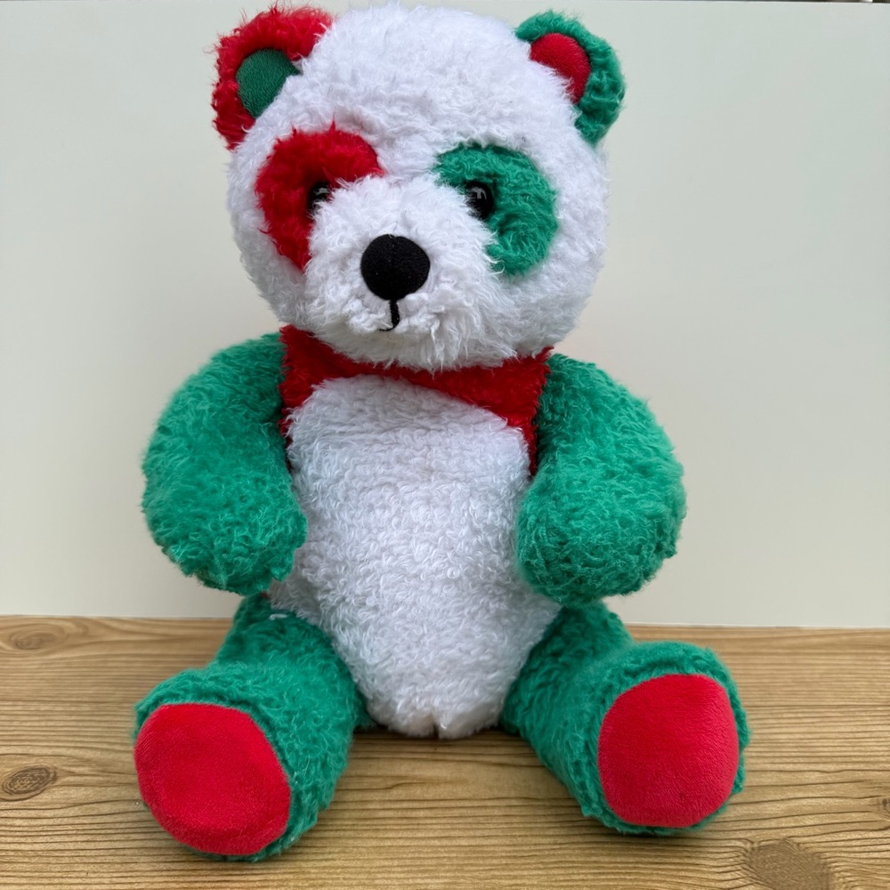 Build A Bear Festive Fun Holiday Panda Red Green White Bear Plush Stuffed Animal